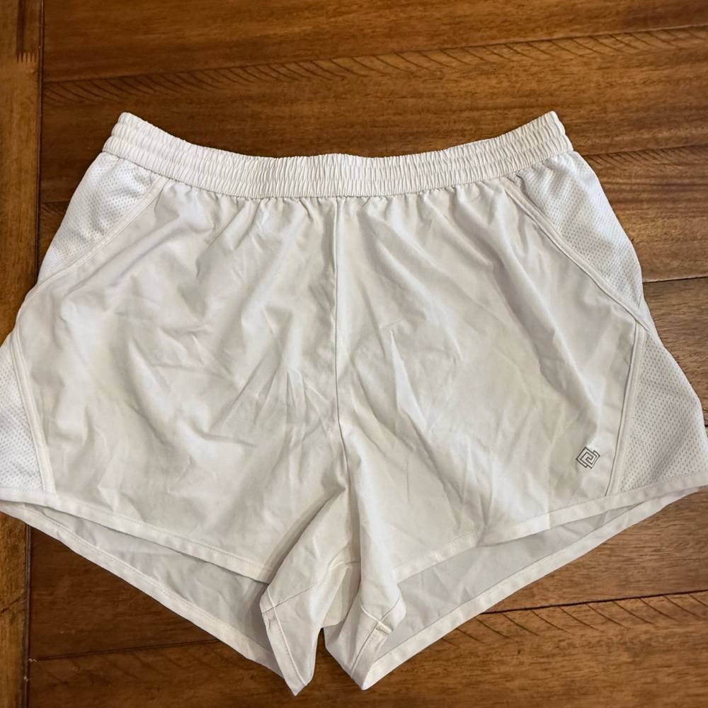 ZELOS White Athletic Shorts with Mesh Panels
